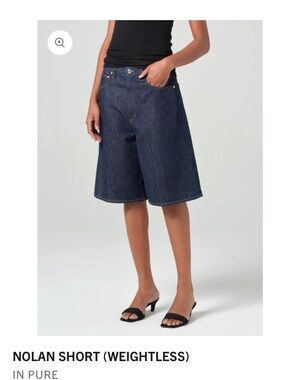 Agolde Nolan Short Weightless Denim Bermuda - Dark Blue